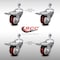 Service Caster 3.5 Inch SS Maroon Polyurethane 1/2 Inch Threaded Stem Caster Set Total Lock Brake SCC-SSTSTTL20S3514-PPUB-MRN-121315-4 - alternate 2